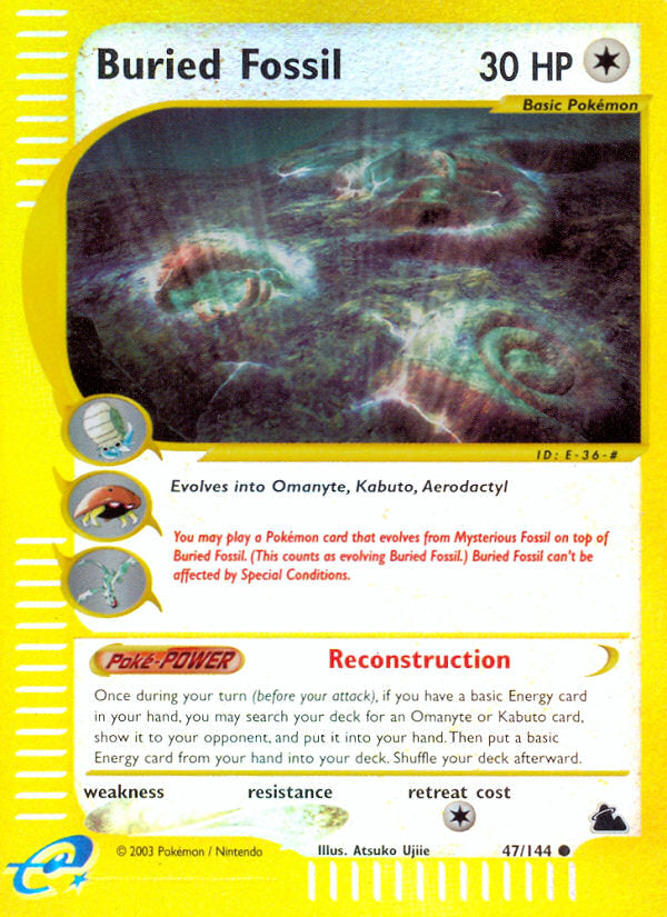 E-Series Skyridge Buried Fossil #47/144 reverse holo